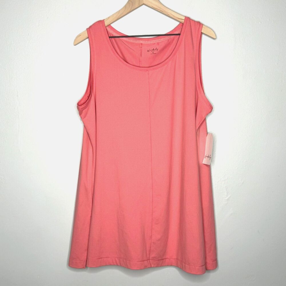 Wonderly Womens StudioTank Top XL Pink Coral Pummy Tanks Soft Stretch Basics
